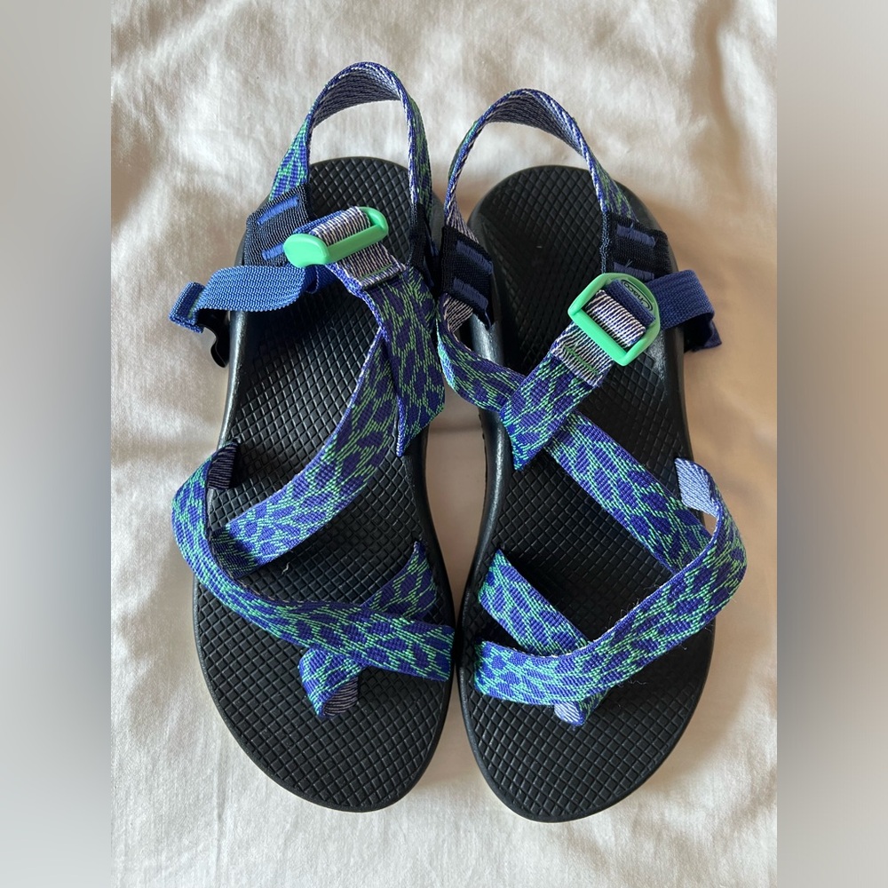 💙 Chaco Blue & Green Z/2 Hiking Sandals 9 💚